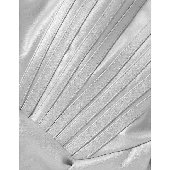 Lavish Alice Silver Metallic Vegan Leather Corset Mini Dress New Sz 0 - Picture 5 of 16